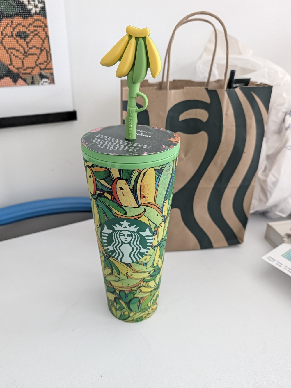 Starbucks x Farm Rio Green Banana Print Reusable Tumbler with Lid and Straw